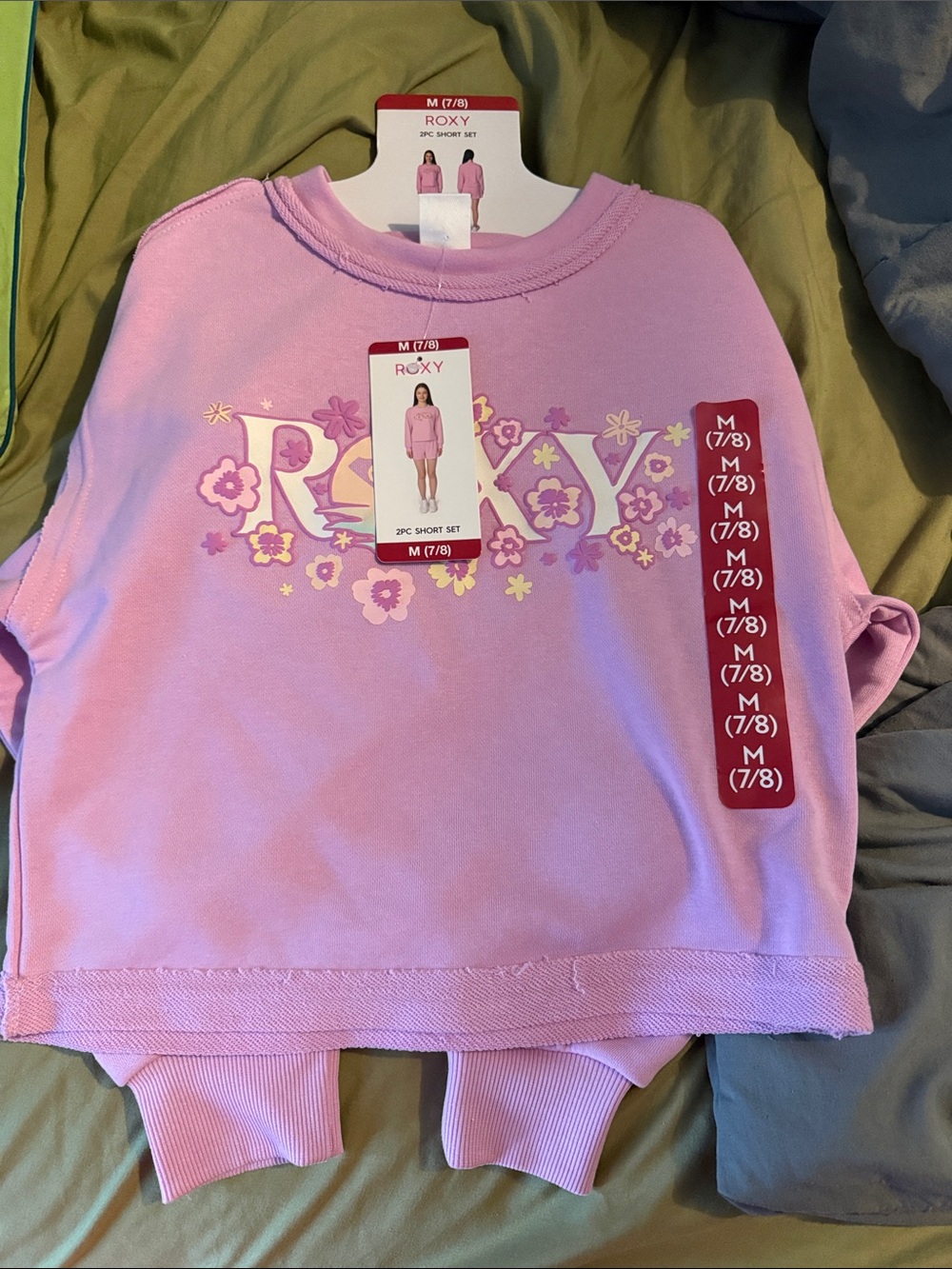 Roxy Lavender Floral Logo Short Set Top
